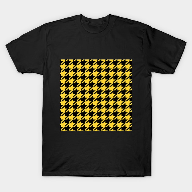 Houndstooth/Dogtooth pattern black and yellow T-Shirt by TintedRed